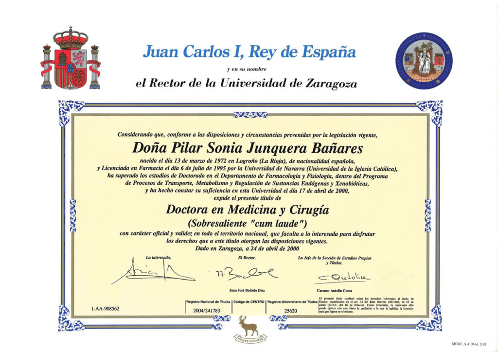 Doctora en medicina y cirugía