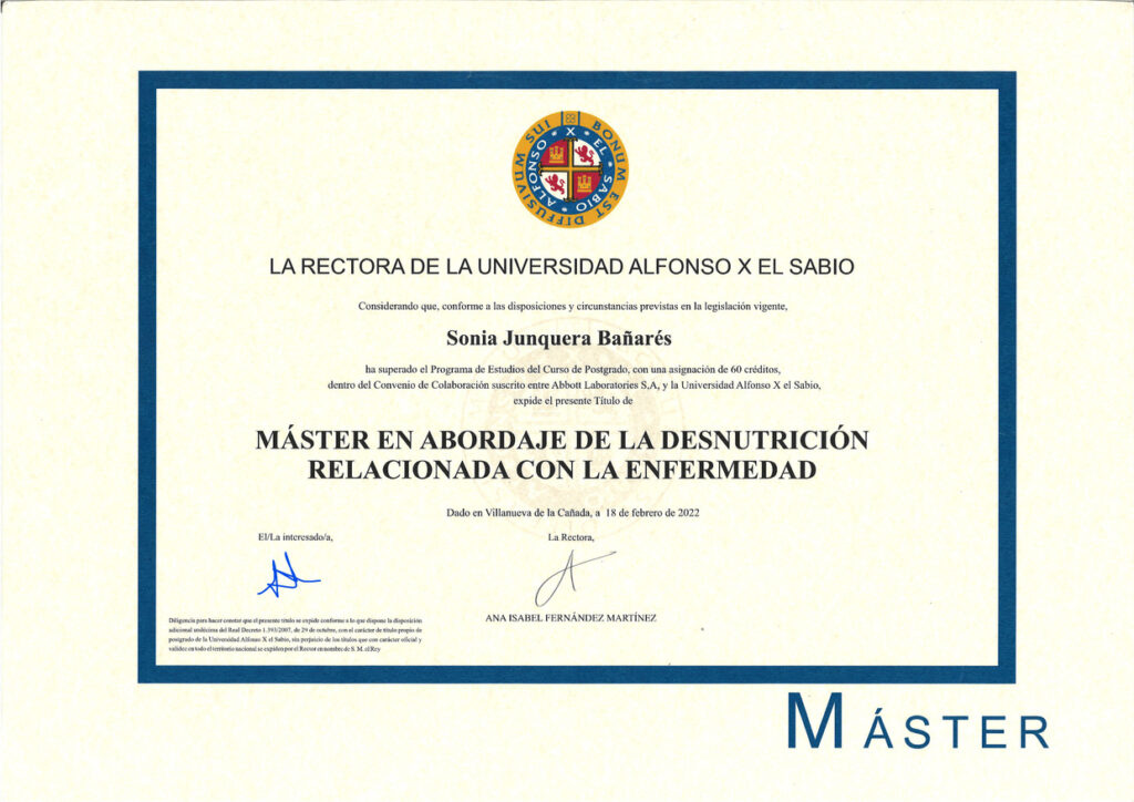 Master desnutrición relacionada con la enfermedad
